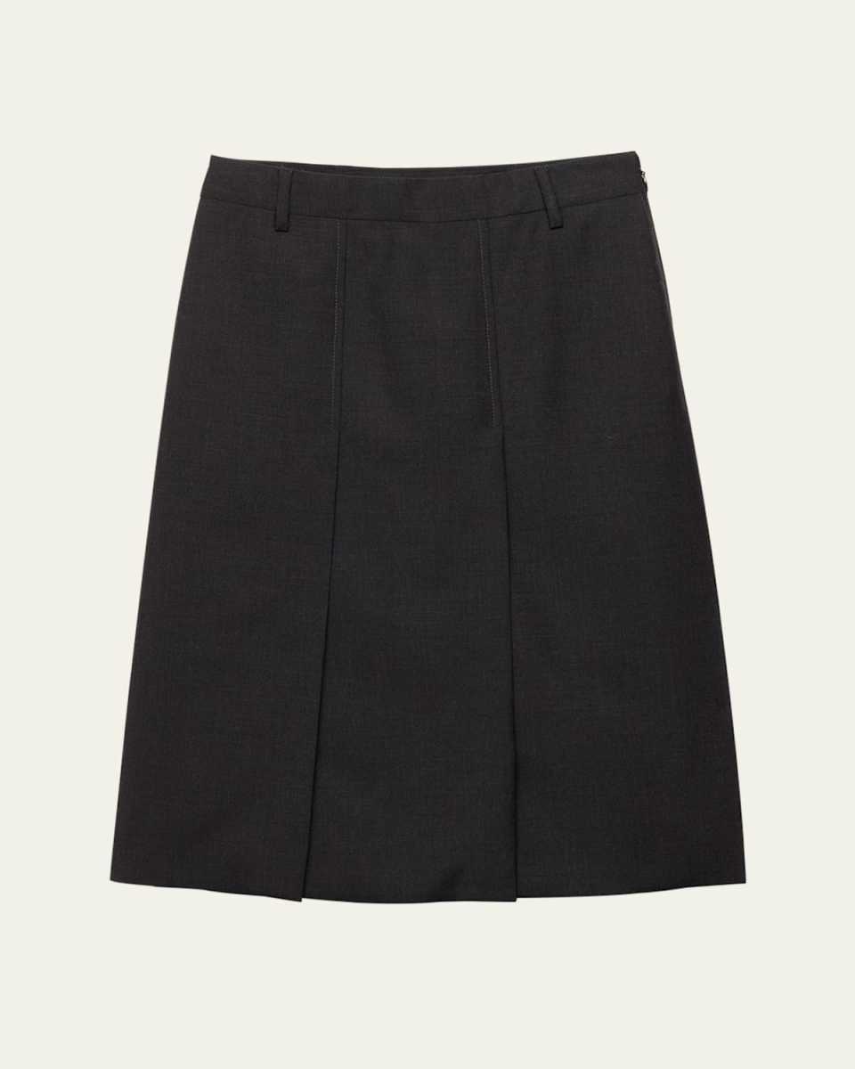 Grisaglia Check Pleated Slit Skirt